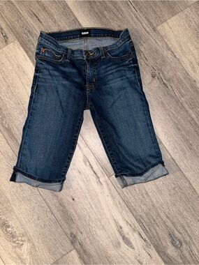 Hudson Jeans Women's Dark Indigo Cuffed Bermuda Shorts
